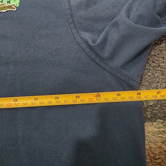 Lacoste Mens Crew Neck  Cotton T-shirt Size 7 Repeat Logo Print Blue - Picture 5 of 6